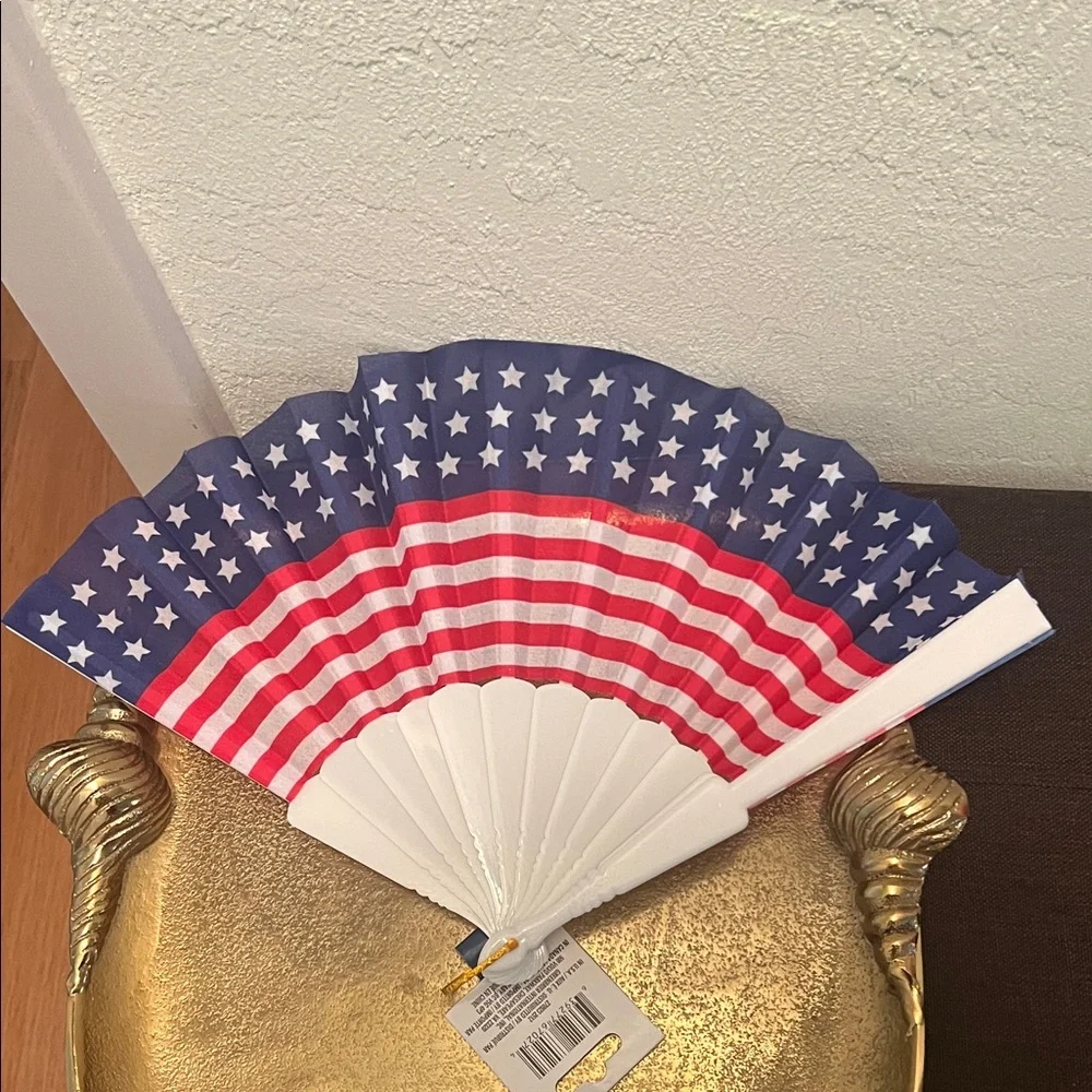 #1540+Patriotic Hand Fan with Stars and Stripes